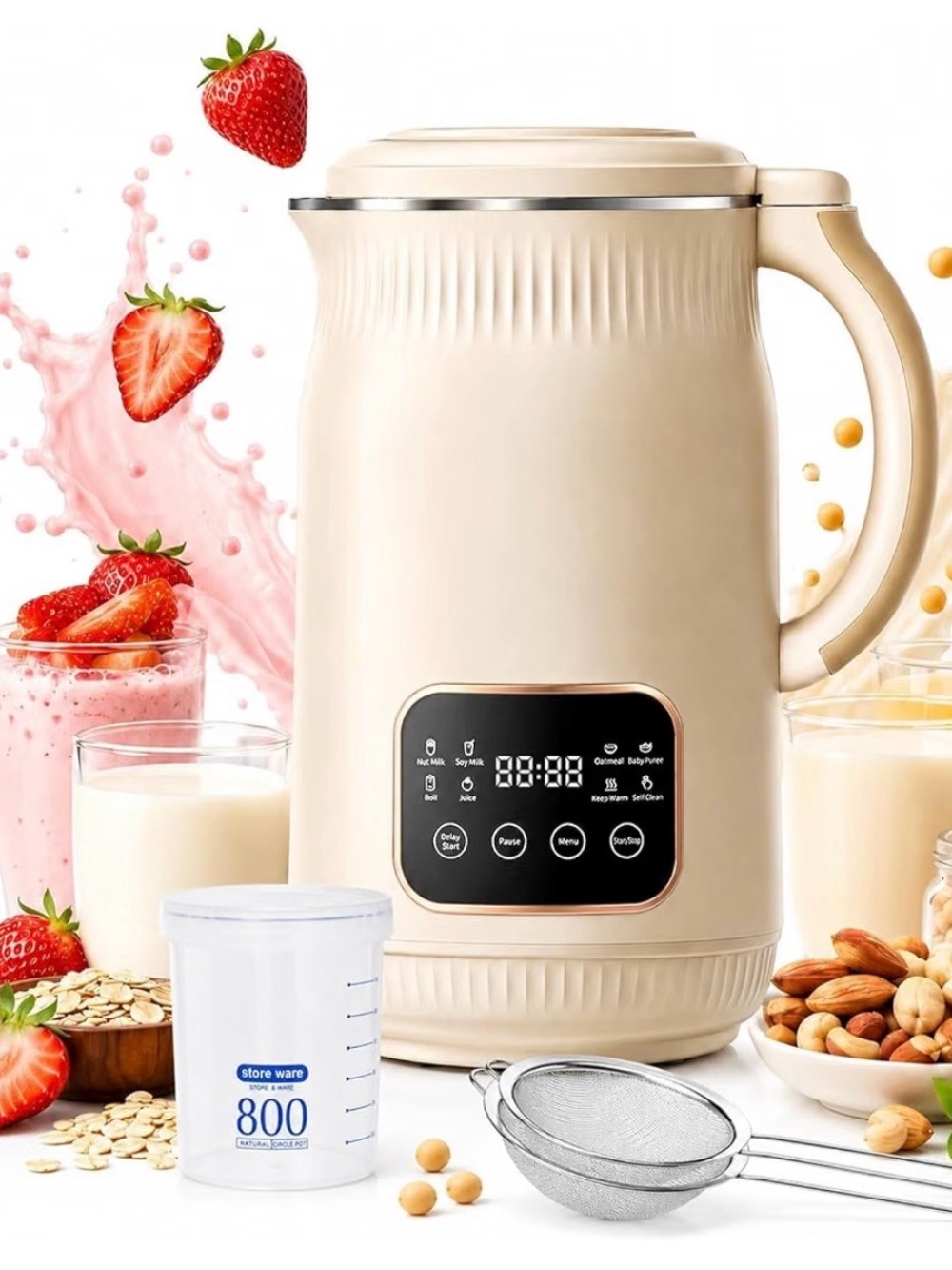 50 oz Nut Milk Maker, 8-in-1 Automatic Soy Milk Maker